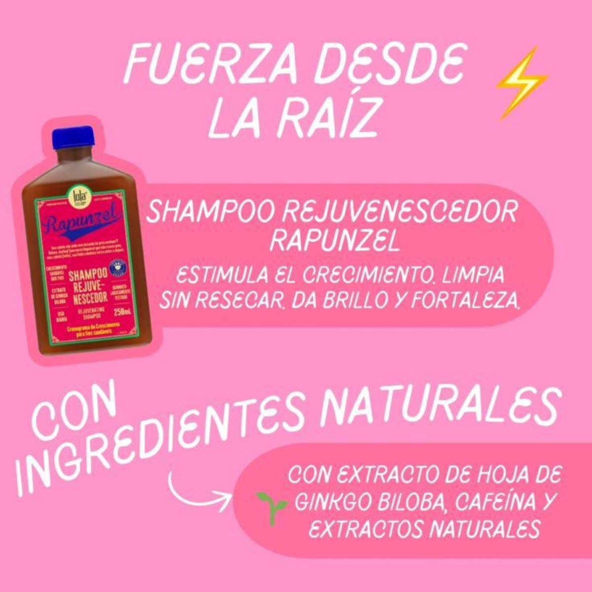 Shampoo para el cabello Lola Cosmetics Rapunzel Rejuvenecedor de uso diario en Cartago Valle del Cauca Colombia. Compra en onlineshoppingcenterg.
